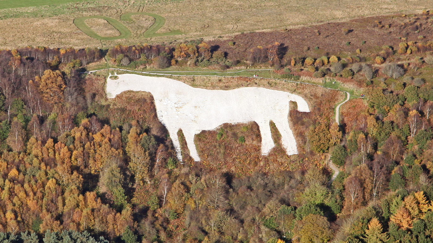 Aerial view of Kilburn White Horse