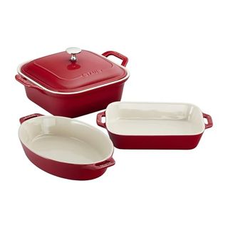 4-Pc Baking Pans Set, Casserole Dish With Lid, Brownie Pan, Cherry