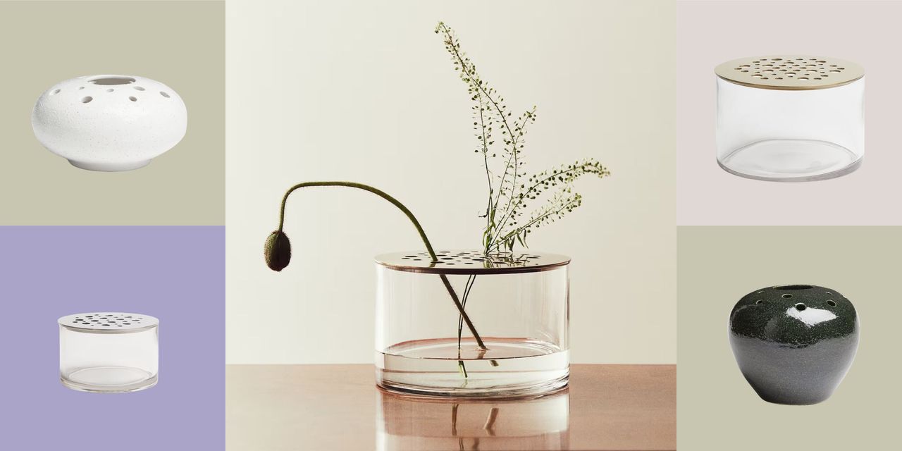 collage of H&amp;M Home Ikebana vases with flower stems