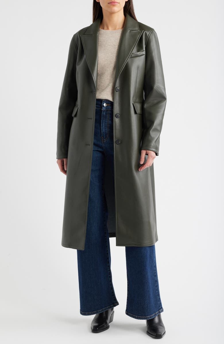 Longline Faux Leather Coat