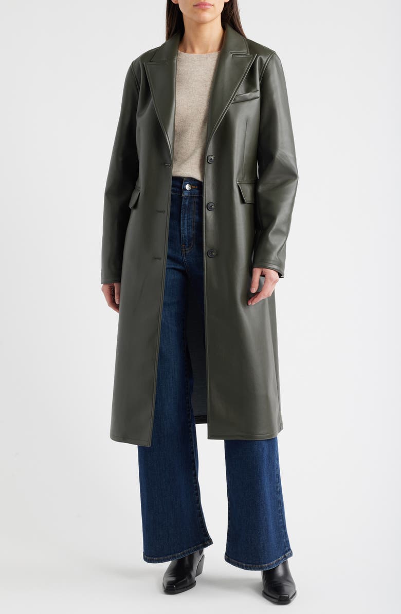 Longline Faux Leather Coat