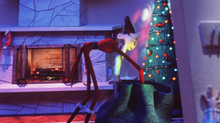 Jack Skellington decked out in his new Santa suit in Nightmare Before Christmas