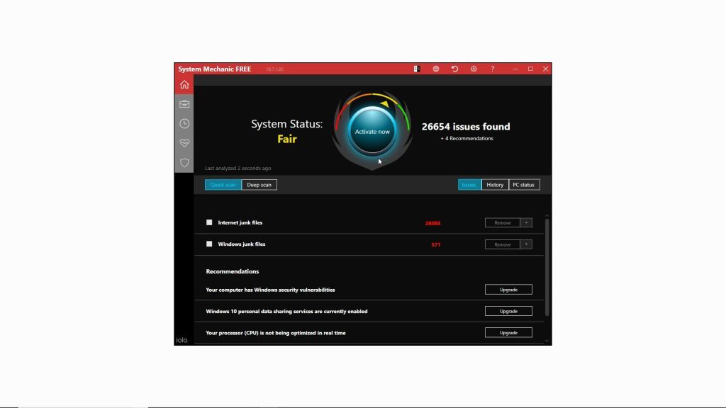 Iolo System Mechanic: scan results