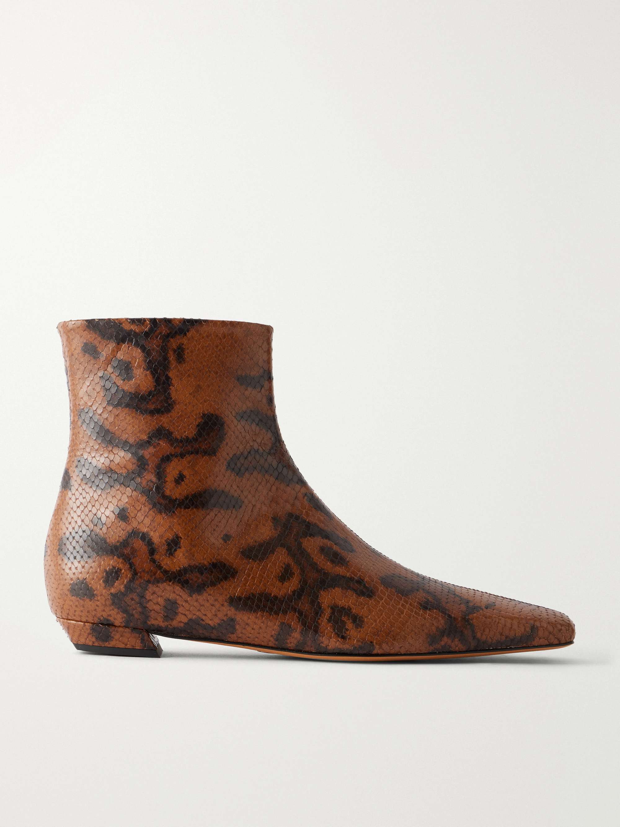 Trap Snake-Effect Leather Ankle Boots