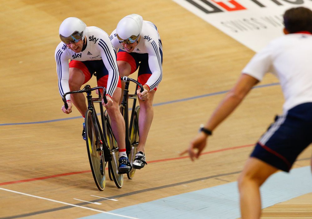 Two of the Great Britain team sprint trio.