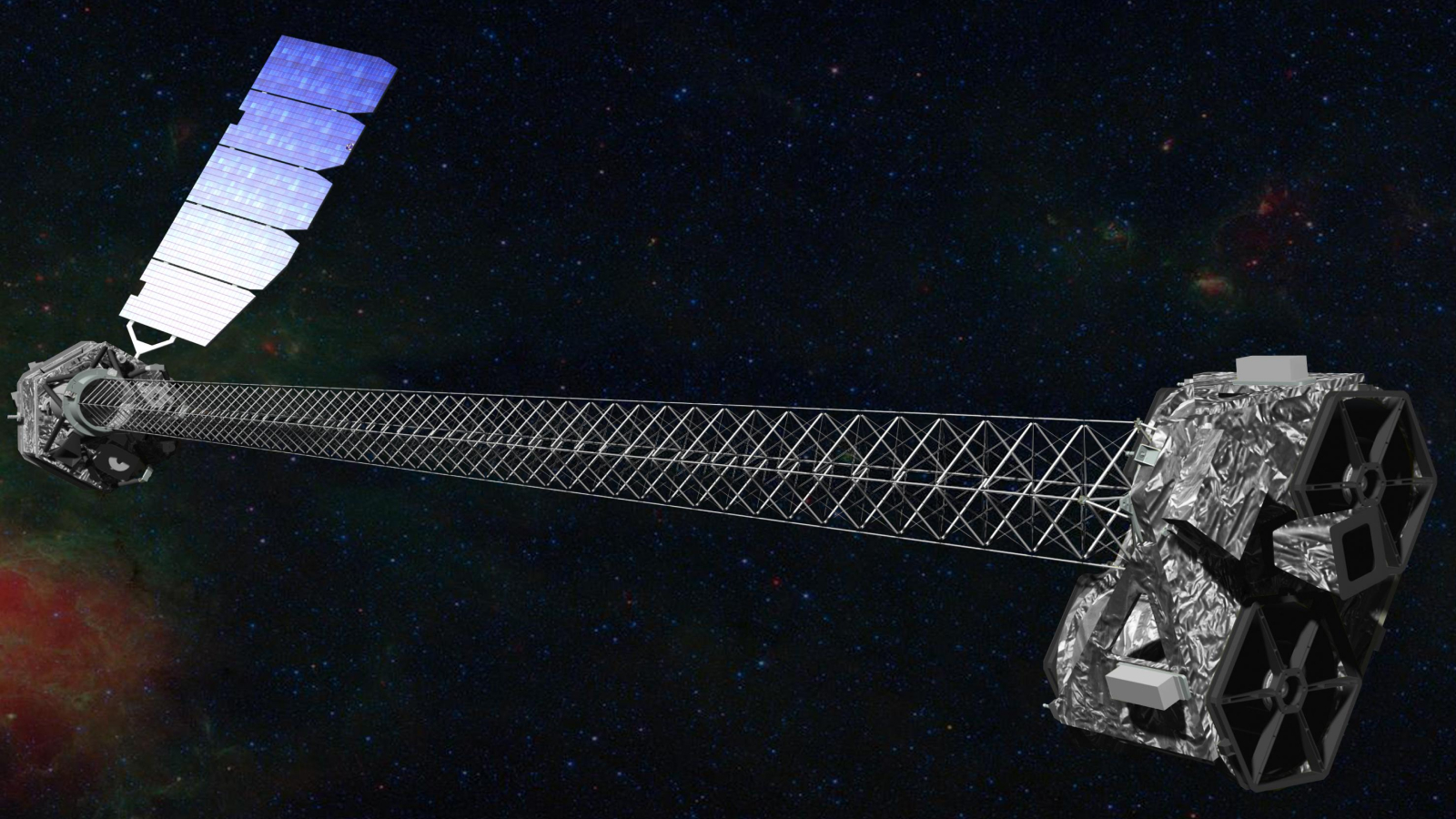 Artists illustration of NASA’s NuSTAR X-ray telescope.