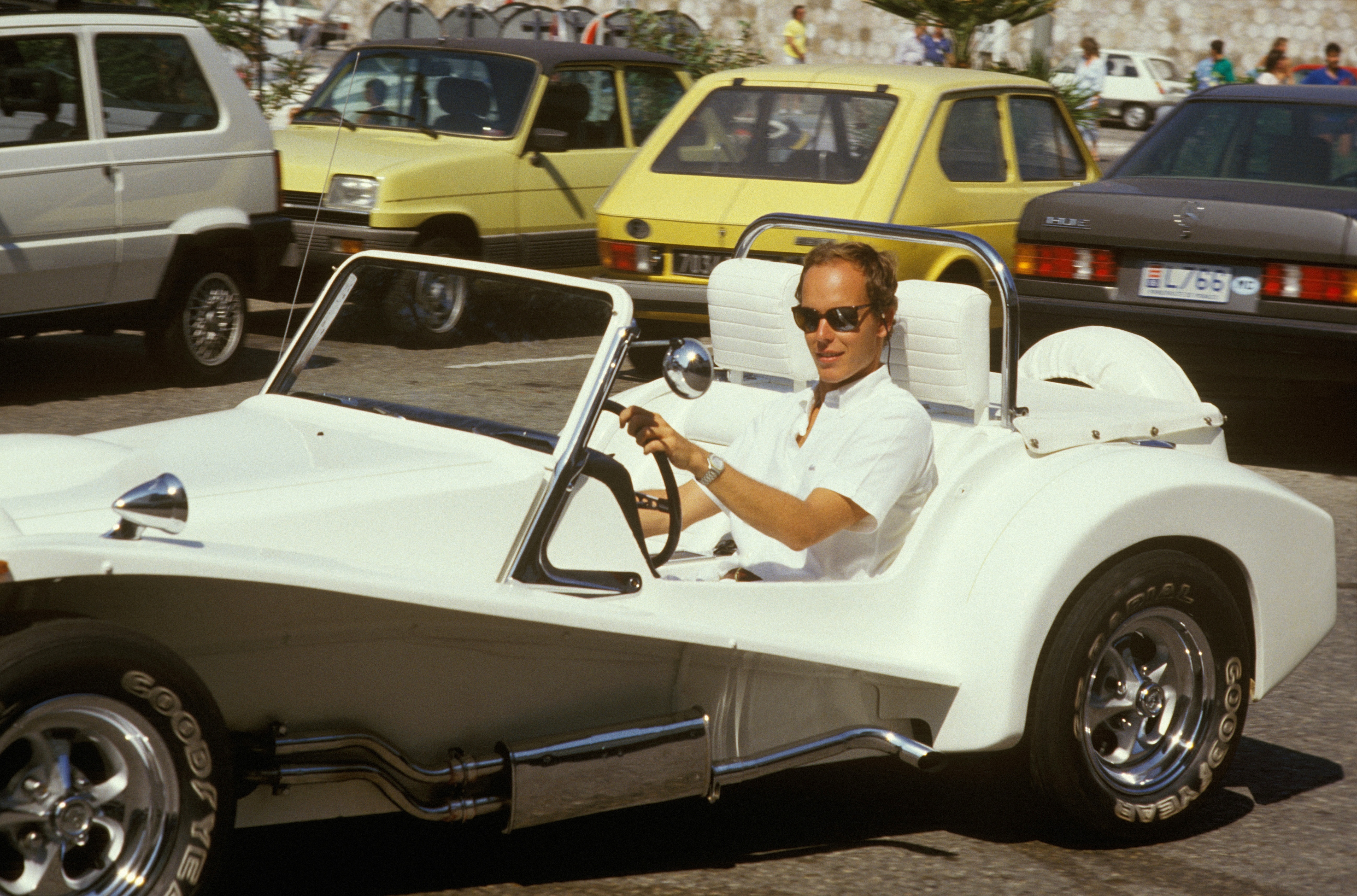 Prince Albert II of Monaco Driving a Convertible in Monaco, August 4, 1986. 