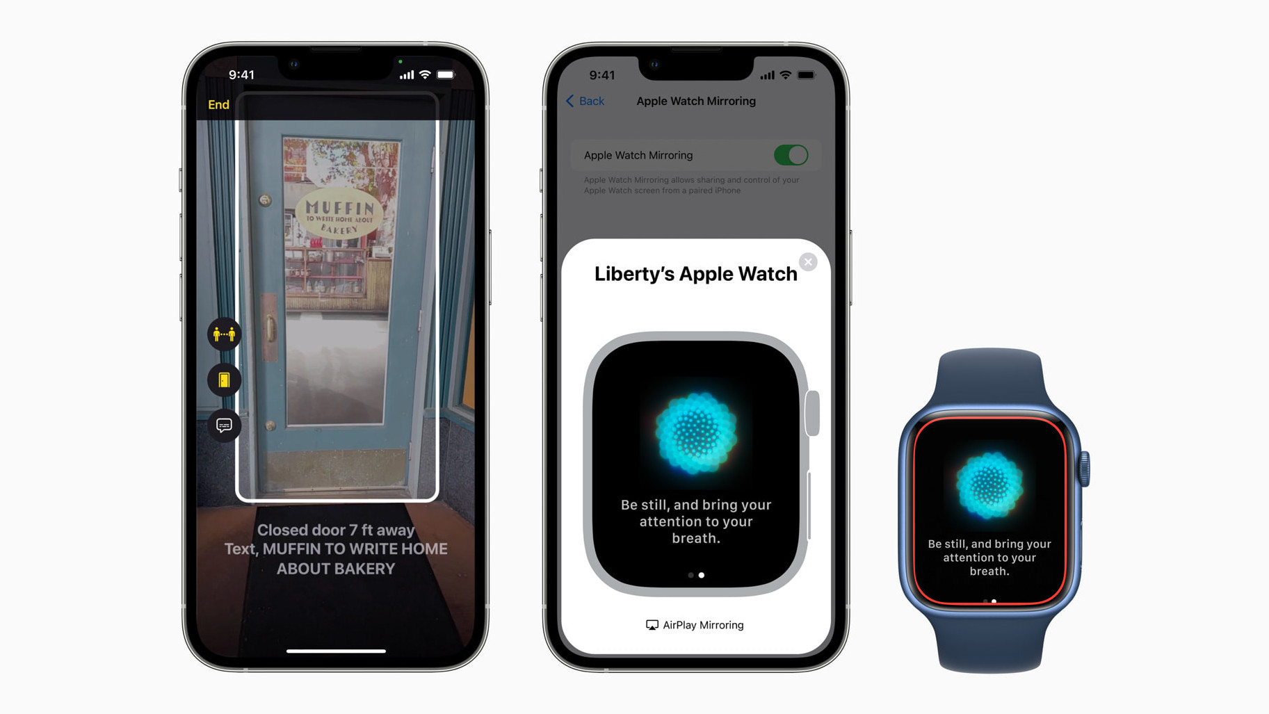 Apple Accessibility Features shown on iPhone and Apple Watch
