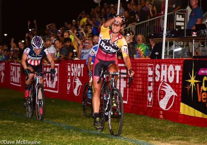 Meredith Miller (Noosa Pro Team) out-sprints Katie Compton to win Cross Vegas.