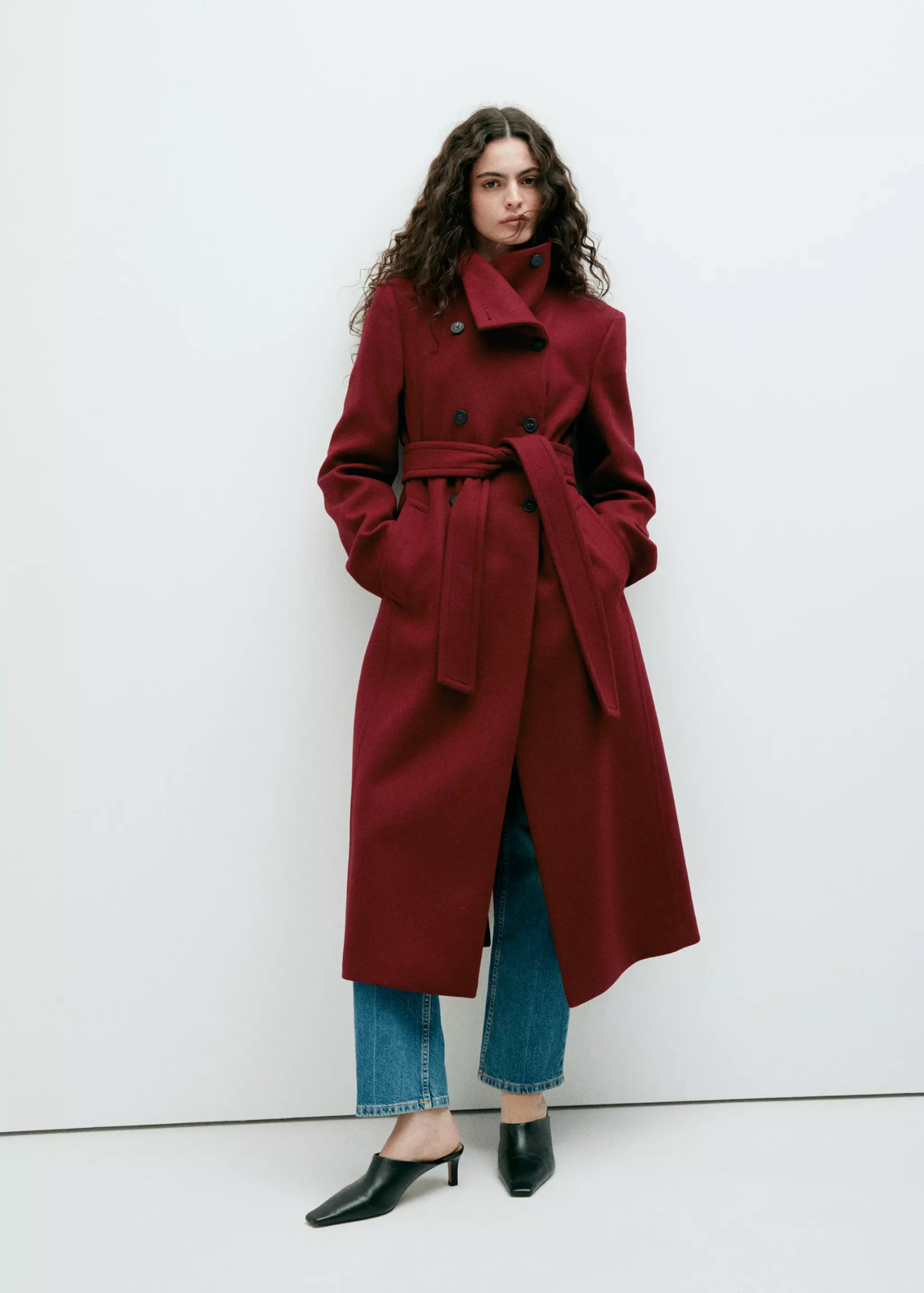 Manteco Wool Coat With Funnel Neck - Women | Mango Usa