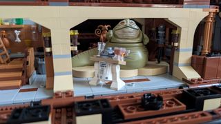 Lego Jabba's Sail Barge interior with Jabba and R2-D2