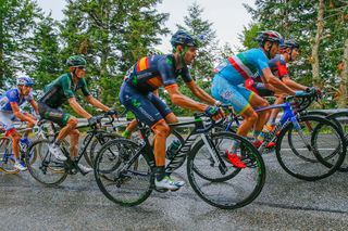 Alejandro Valverde rides in the bunch during stage 12.