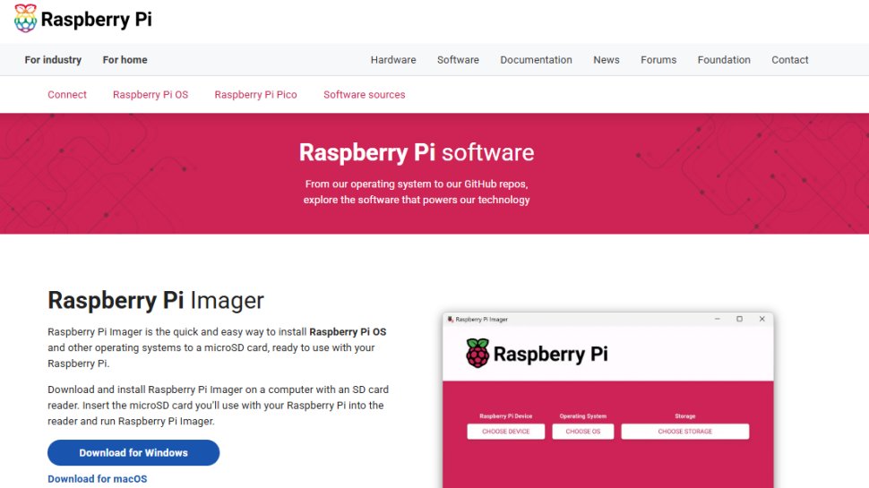 Website screenshot of Raspberry Pi OS (August, 2025)