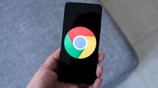 Google Chrome logo on a phone screen
