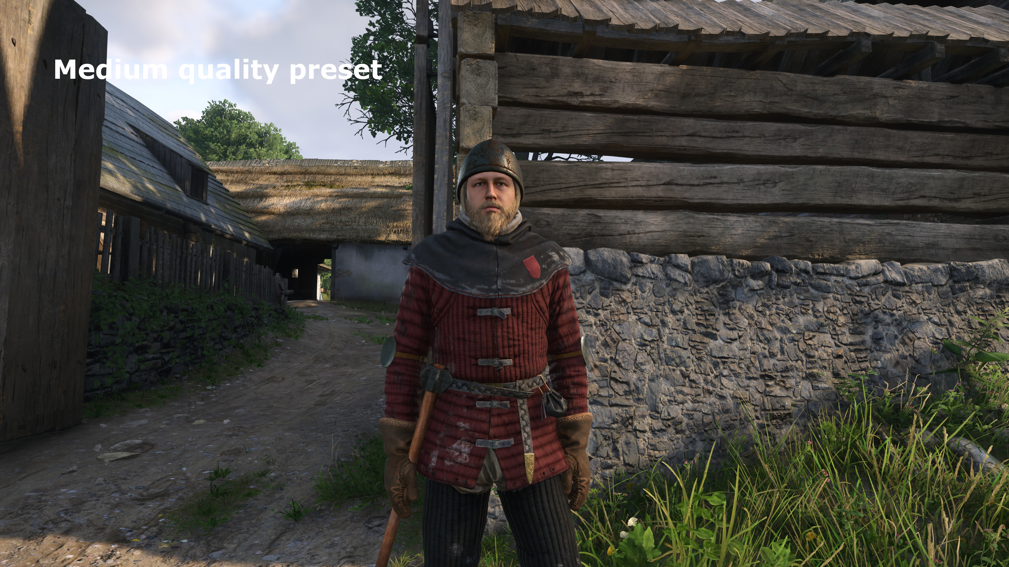 A screenshot from Kingdom Come: Deliverance 2 showing the graphics using the Medium quality preset