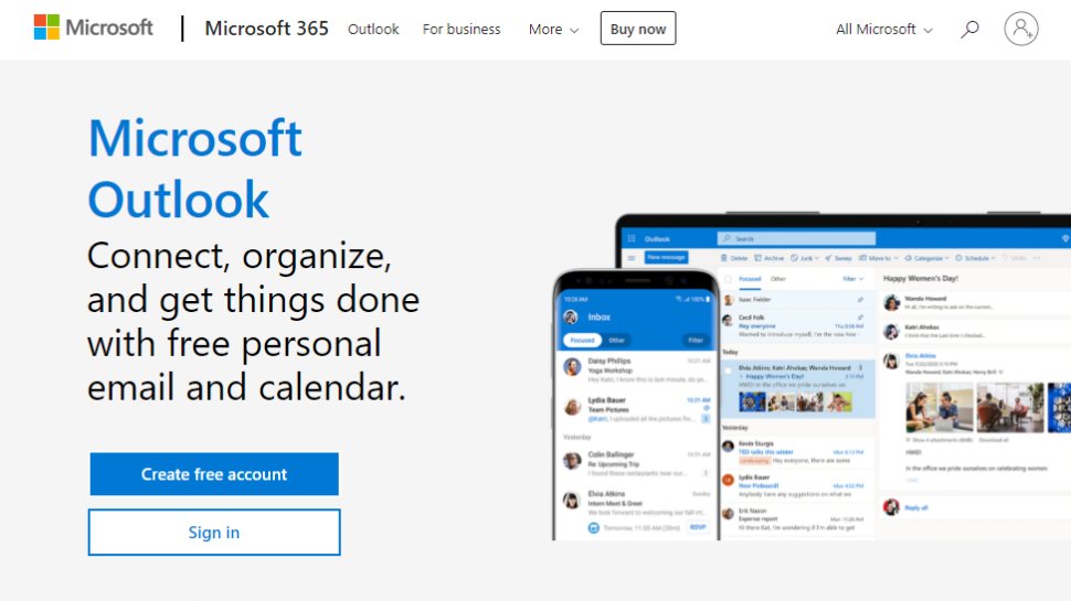 Website screenshot for Microsoft Outlook