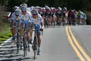 Team Slipstream control the head of the bunch on stage 1 of the 2007 Tour of California