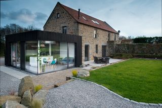 charred timber cladding on modern extension