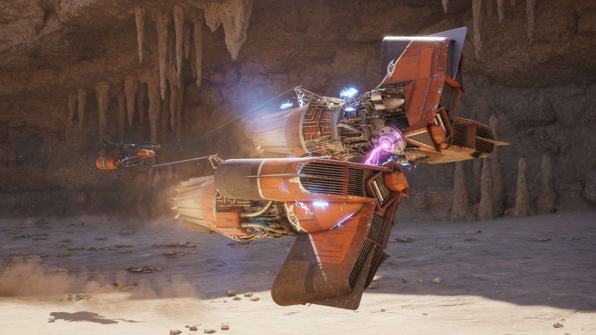 A podracer in Star Wars: Galactic Racer zooming towards the camera.