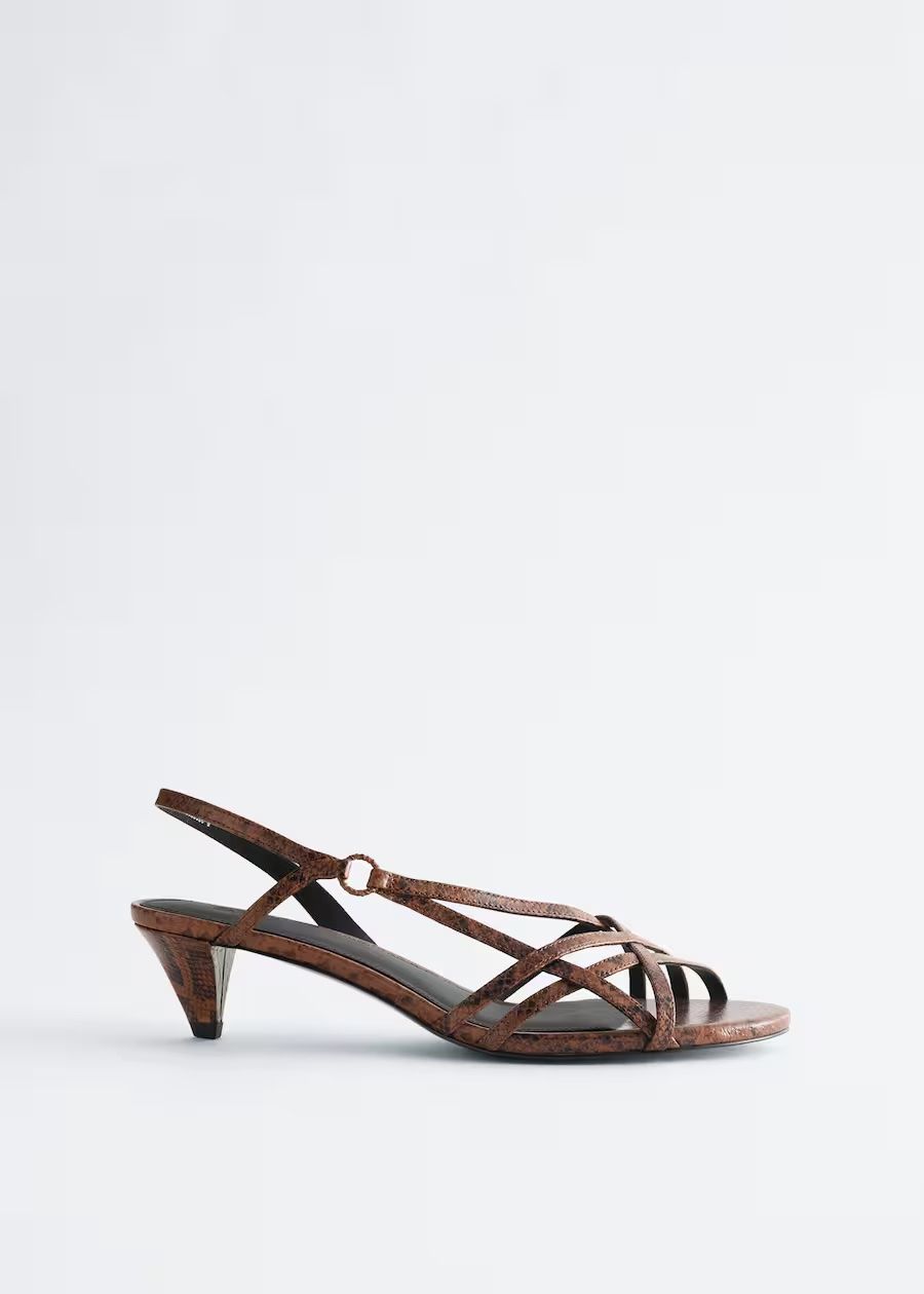 Strappy Leather Sandals - Gold