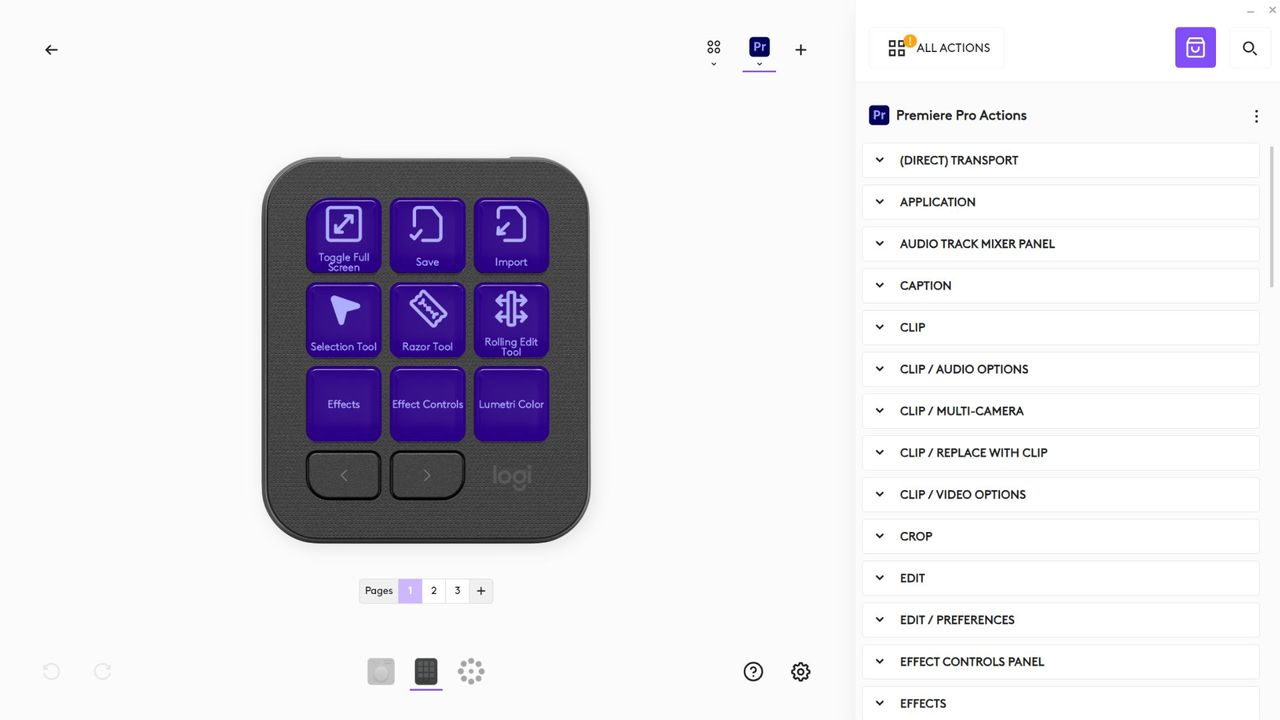The MX Creative Keypad being edited in Logi Options+ software