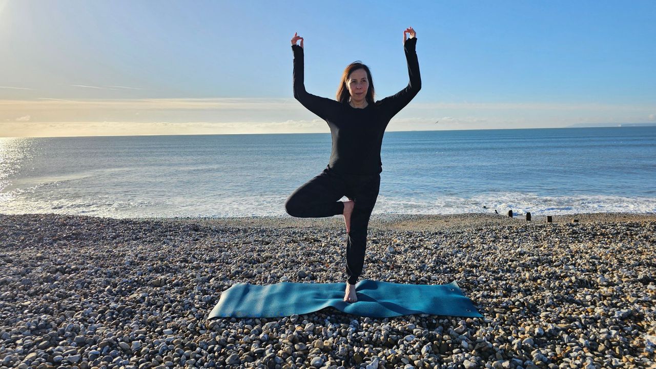 Jennifer performing Tree pose