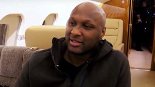Lamar Odom is shown on Keeping Up with the Kardashians.