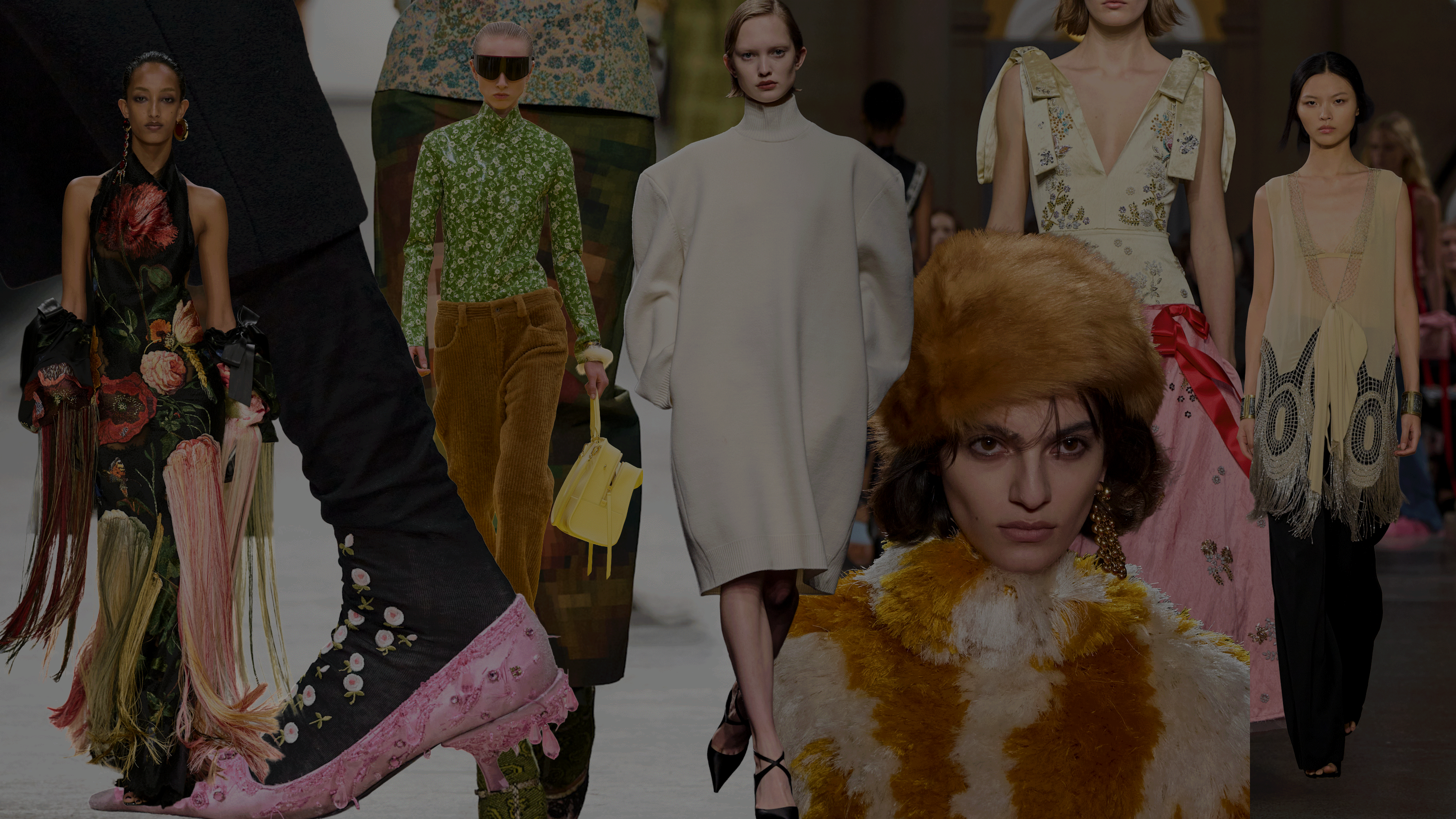 Collage of models on the autumn/winter 2026 runways
