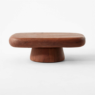 carved walnut softly rounded pedestal coffee table