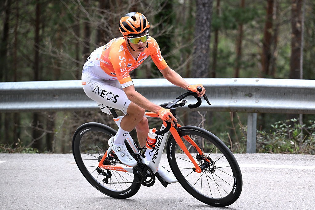 Oscar Onley in action during stage 6 of the the 2026 Volta a Catalunya