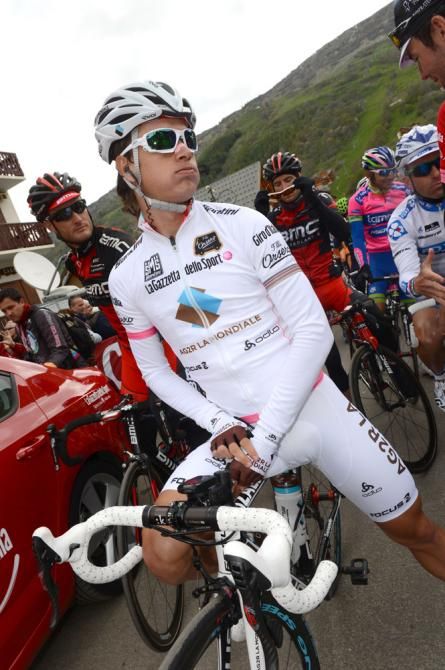 Best young rider Carlos Betancur (AG2R La Mondiale) at the start of stage 16