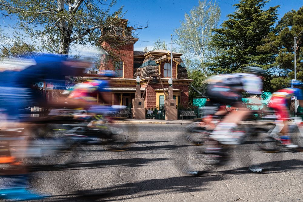The men's peloton in action during stage 4 at the Tour of the Gila