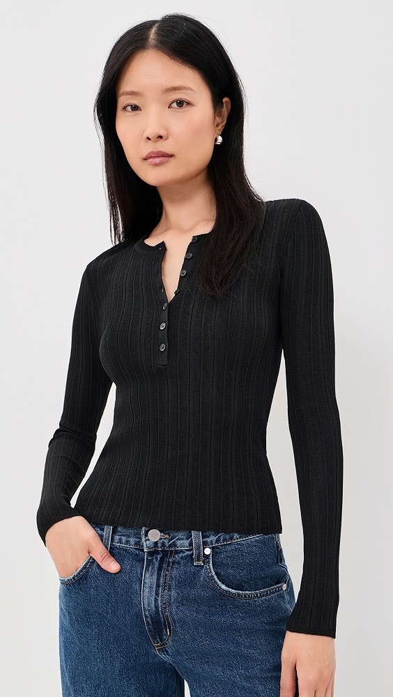 Rowena Fine Knit Tee - Black