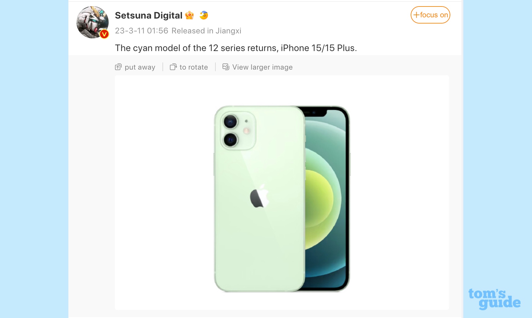 iPhone 15 rumoreado color verde