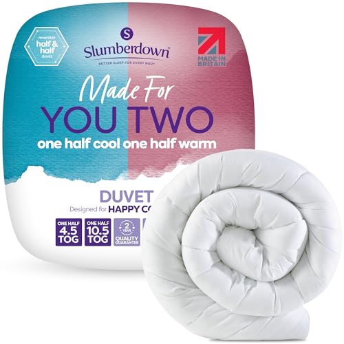 Slumberdown Made for You Two Double Duvet - Half 4.5 &amp;amp; Half 10.5 Tog Double Quilt for Couples With Different Sleep Temperatures | Uk-Made, Non-Allergenic, Washable (200 X 200cm)