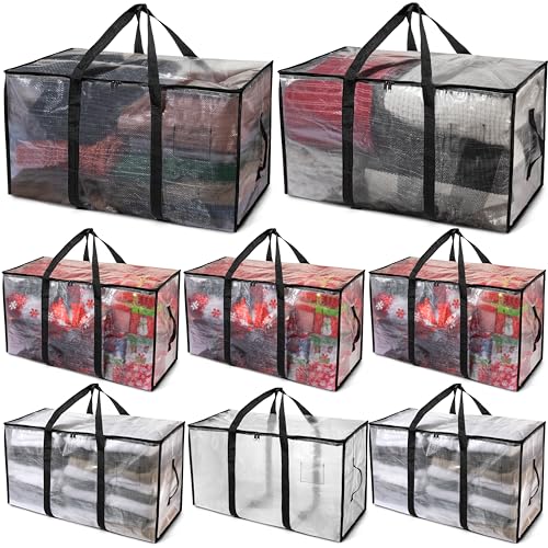 Clearspace Oversized Moving Bags or Storage Bag – Large Moving Boxes With Backpack Straps, Zippers & Handles – Heavy-Duty Packing Bags for Moving, College Dorm, Christmas Decorations, 8 Pack