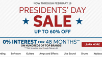 Up to 60% off in the Sweetwater President’s Day Sale