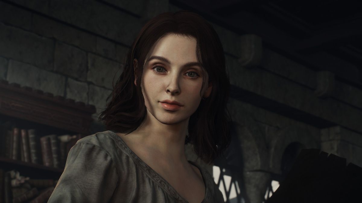 A close up of a woman&#039;s face in Dragon&#039;s Dogma 2.