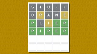 Wordle answer for game 980 on a yellow background