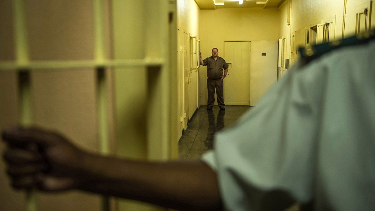 Wardens from the Kgosi Mampuru II Prison where Oscar Pistorius spent part of his sentence show the different wards during a media tour on December 1, 2015 in Pretoria.South Africa's Supreme C