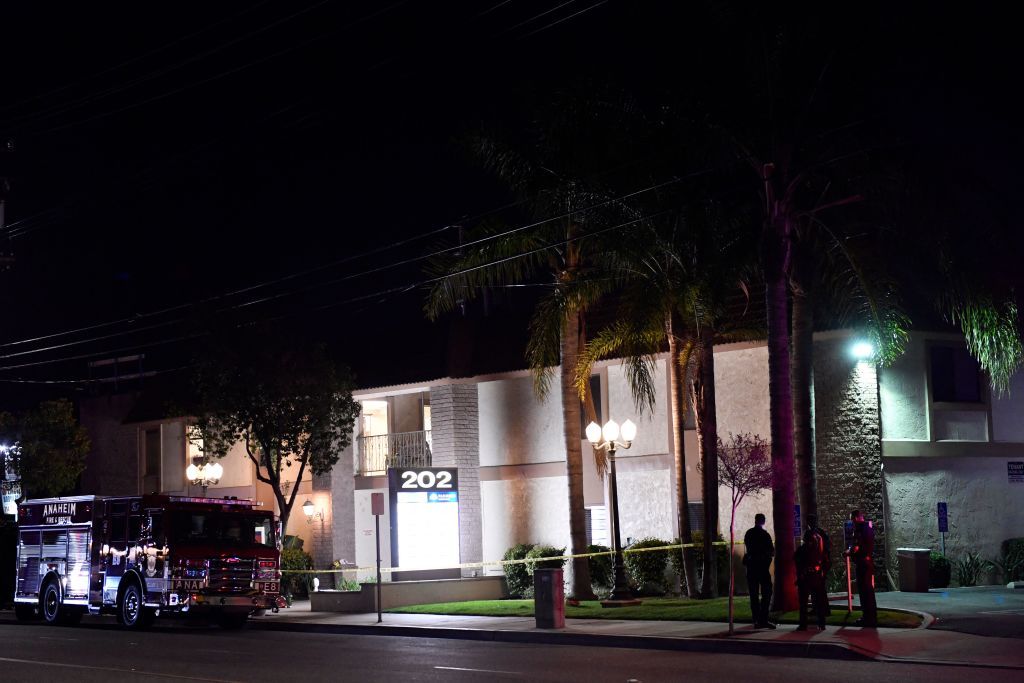 The scene of a shooting Wednesday evening in Orange, California.