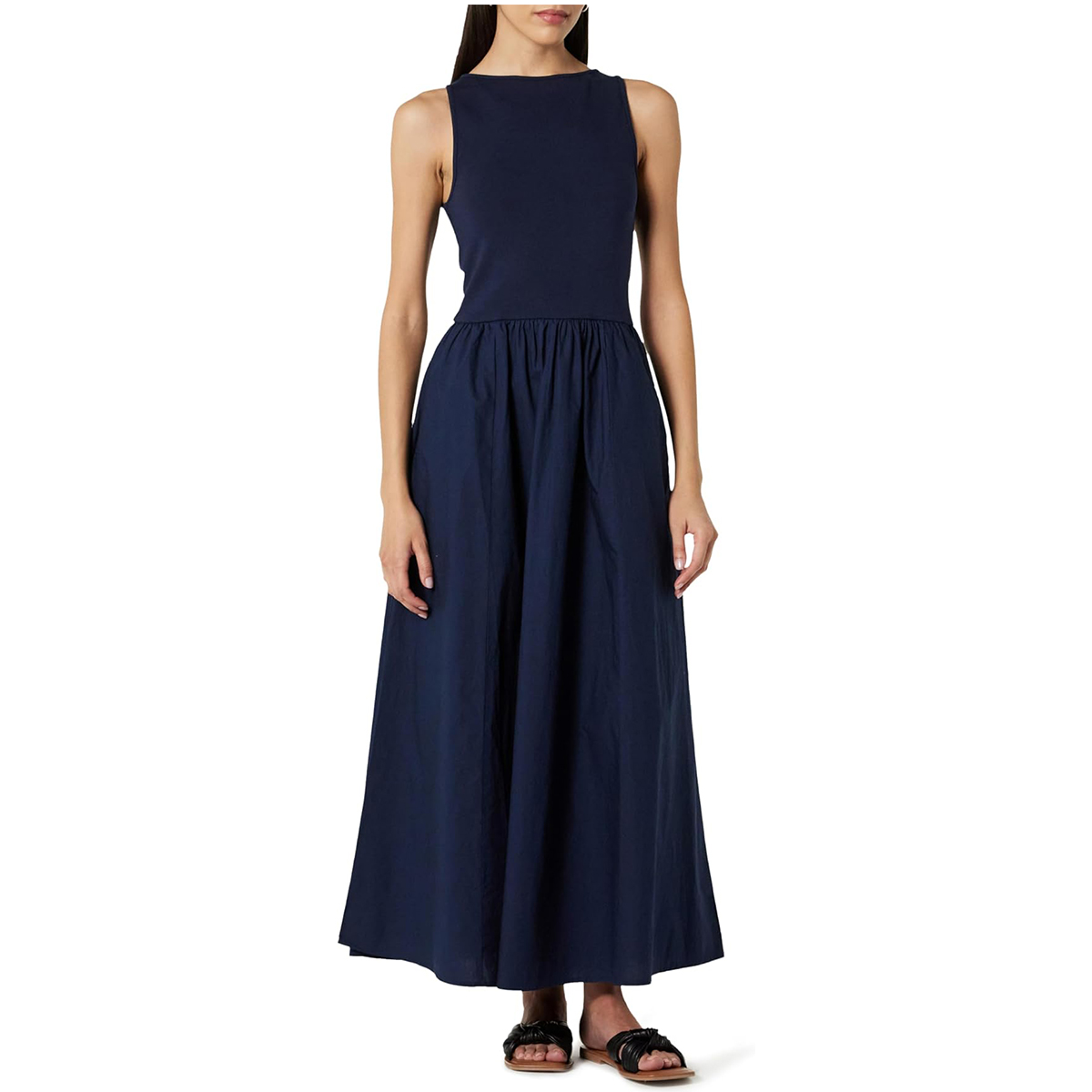 The Drop, The Drop Women&#039;s Dia Mixed Fabric Midi Tank Dress Maritime Navy, S