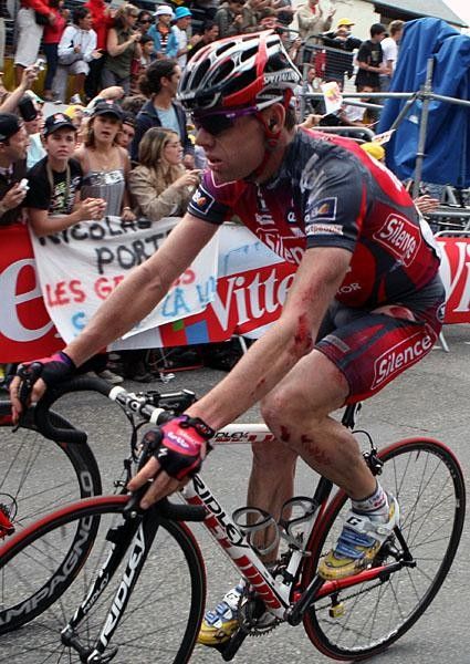 Evans was bleeding after his crash.