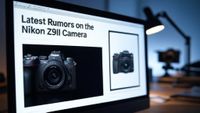 Fake AI image of clickbait website generating fake Nikon rumors with AI from the nikonrumor.com website