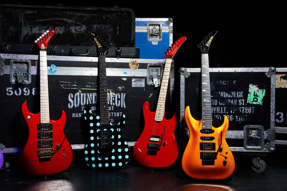 Kramer Original Collection: [from left] Jersey Star, Nightswan, The 84, and the SM-1 in Orange Crush