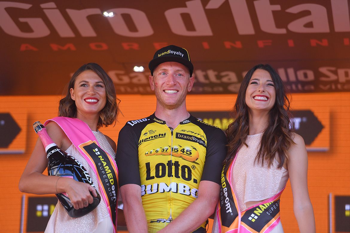 Jos van Emden on the Giro d'Italia's stage 21 podium