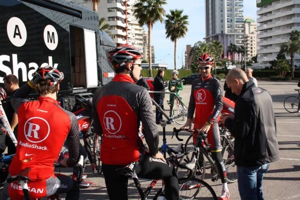 Team RadioShack about to hit the road in Calpe.