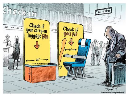 Editorial cartoon U.S. airlines leg room