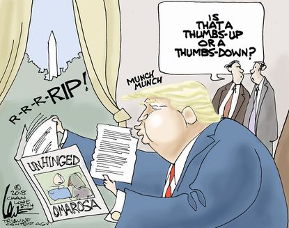 Political cartoon U.S. Trump Omarosa Manigault Newman Unhinged