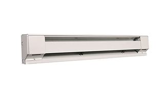 Marley baseboard heater in white in a long rectangular design.